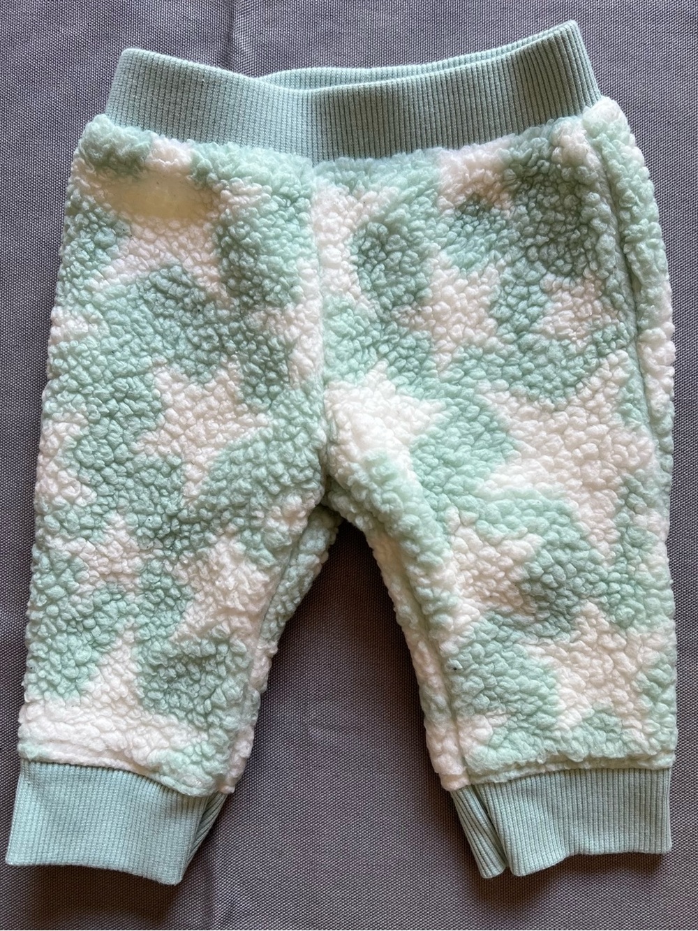 Cat & Jack Plush Sherpa Baby Pants - Mint & White